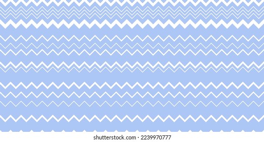 Zigzag seamless pattern. Geometric zigzag chevron lines texture. Seamless vector illustration. Gender reveal blue baby boy style ornament.