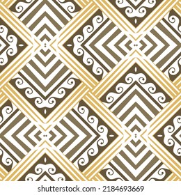 Zigzag seamless pattern. Greek style zigzag vector background. Striped repeat backdrop. Geometric ornaments with stripes, waves, lines. Modern beautiful trendy design on white. Endless ornate texture.