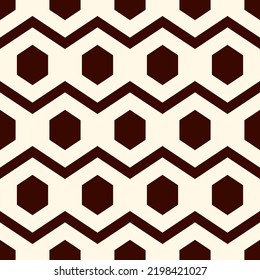 Zigzag seamless pattern. Hexagon mosaic tiles ornament. Ethnic surface print. Repeated geometric figures background. Ornamental wallpaper. Modern geo design digital paper. Vector abstract art