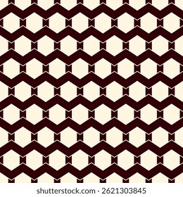 Zigzag seamless pattern. Hexagon mosaic tiles ornament. Ethnic surface print. Repeated geometric figures background. Ornamental wallpaper. Modern geo design digital paper. Vector abstract art