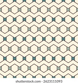 Ziguezague padrão sem emenda. Hexágono mosaico azulejos ornamento. Impressão de superfície étnica. Fundo de figuras geométricas repetido. Papel de parede ornamental. Papel digital de design geográfico moderno. Arte abstrata vetorial