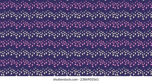 Zigzag seamless pattern on a dark background. Zigzag with vector hand drawn doodle sketch dots, shapes, drops, spots. Template design ornament for fabric, interior decor, textile, fabric, wallpaper