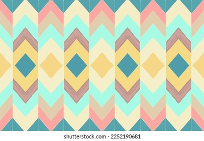 Zigzag nahtlose Muster Pastellton. Abstrakte volkstümliche ethnische Stämme geometrische grafische Zickzacklinie. Texturtextilien nahtlose Muster, Vektorgrafik. Eleganter, eleganter Retro-Stil
