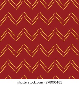 Zig-zag seamless pattern in red and yellow colors. Vector illustration.