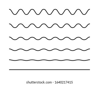 Zigzag seamless wave lines set. Wavy wiggly black horizontal line with edge. Frame underlines stroke. Vector illustration lines isolated on white