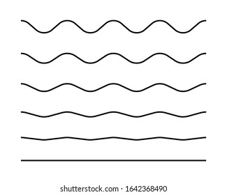 Zigzag seamless wave lines set. Wavy wiggly black horizontal line with edge. Frame underlines stroke. Vector illustration lines isolated on white