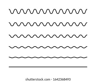 Zigzag seamless wave lines set. Wavy wiggly black horizontal line with edge. Frame underlines stroke. Vector illustration lines isolated on white