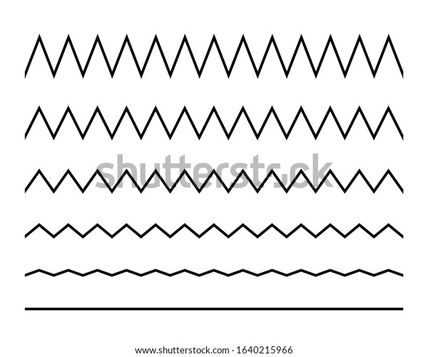 Zigzag seamless wave lines set. Wavy wiggly\
black horizontal line with edge. Frame underlines stroke. Vector\
illustration lines isolated on\
white