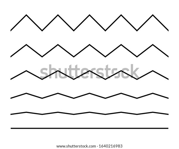 Zigzag seamless wave lines set. Wavy wiggly\
black horizontal line with edge. Frame underlines stroke. Vector\
illustration lines isolated on\
white