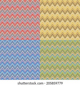 Zigzag sets in four different colorings