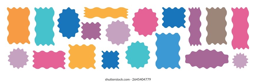 zigzag shape design. Zig zag edge rectangle shape, colorful collection. Different shapes and sizes frame with zigzag edge. Set of frames with zigzag edge.
