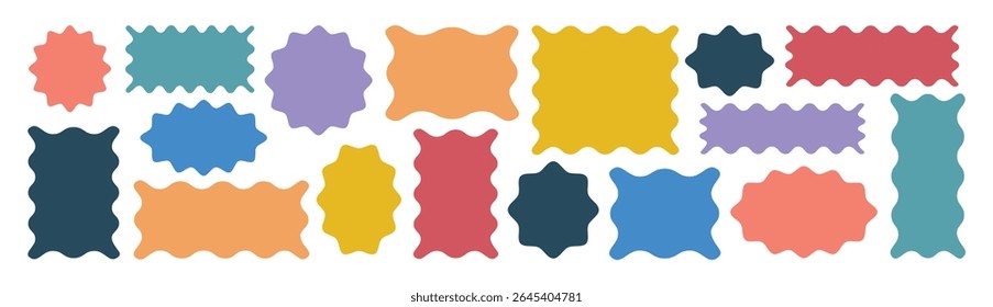 zigzag shape design. Zig zag edge rectangle shape, colorful collection. Different shapes and sizes frame with zigzag edge. Set of frames with zigzag edge.
