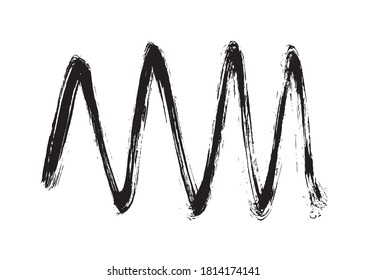 zig-zag shape line made with an art brush, vector illustration