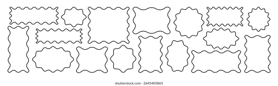  Zigzag shapes outline box. rectangle shape frames with zigzag edge. Uneven zigzag rectangular shapes. Abstract elements.