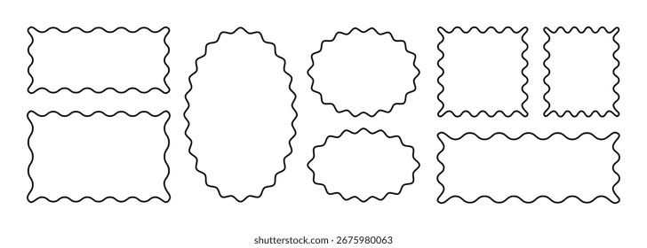  Zigzag shapes outline box. rectangle shape frames with zigzag edge. Uneven zigzag rectangular shapes. Rectangle shape with zigzag edges.