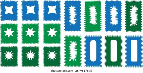 zigzag shapes for social.Set of coloring postage stamp . Ellipse, triangle ,love shape, rectangle template for mail, postcard, letter, note. Jagged wavy edge forms and Irregular postage
