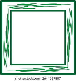 Marco cuadrado en zigzag. Frontera abstracta verde. Elemento de forma de Vector. Forma de fondo blanco.