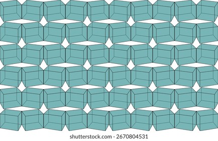zigzag tira de tono verde cubo 3D patrón de repetición sin fisuras, diseño de Imagen repleto de diamantes para la impresión de tela o Fondo de pantalla, pared abstracta azul, cajas de ajedrez, 