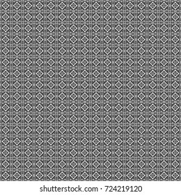 Zigzag and stripe line, rhombus and tiles. For textile, wallpaper, wrapping paper. Vector tribal design in black, white and gray colors. Hand drawn seamless pattern. Ethnic theme.