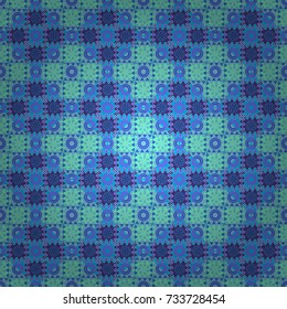Zigzag and stripe line, rhombus and tiles. Vector tribal design in violet and blue colors. Hand drawn seamless pattern. For textile, wallpaper, wrapping paper. Ethnic theme.