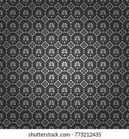 Zigzag and stripe line, rhombus and tiles. Hand drawn seamless pattern. For textile, wallpaper, wrapping paper. Vector tribal design in black, white and gray colors. Ethnic theme.