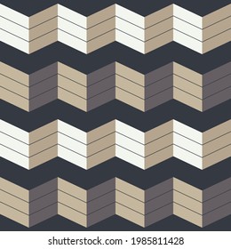 Zigzag of stripes. A mosaic of striped geometric figures. Seamless pattern. Design with manual hatching. Textile. Ethnic boho ornament. Vector illustration for web design or print.