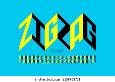 ZigZag style modern font, alphabet letters and numbers vector illustration