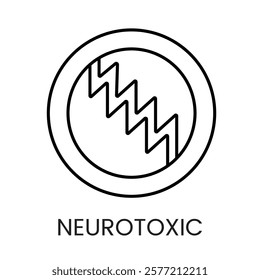 A zigzag symbol inside a circle in vector, representing neurotoxic hazards, with an editable stroke.