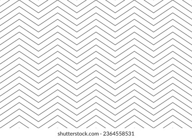 Zigzag thin ine seamless pattern. Black horizontal zig zag vintage lines. Geometric repeating stripes. Minimalistic texture. Abstract monochrome background. Vector illustration.