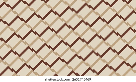 Zigzag tile illustration with brown and beige colors, creating a vintage geometric look for classic design backgrounds.