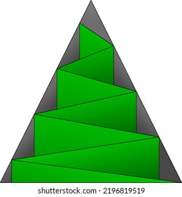 Zigzag triangle illustration. Travel mountain symbol sign logo vector. Green illusion zigzag triangle