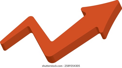 Zigzag Upward Arrow 3D Illustration - Growth, Success, Uptrend