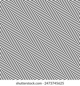 Zigzag vector pattern. Abstract geometric lines. Seamless black and white. Optical illusion design.