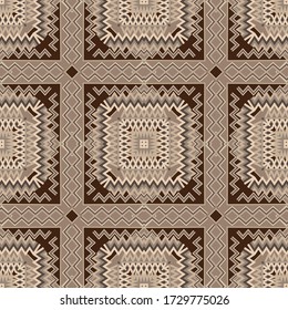 Zigzag vector plaid seamless pattern. Geometric abstract ornamental background. Creative modern design. Geometry zig zag lines, squares, shapes, rhombus. Ethnic tribal style chevron tartan ornaments.