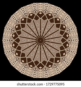 Zigzag vector round mandala pattern. Geometric abstract ornamental background. Creative modern design. Geometry zig zag lines, stripes, shapes, elements. Ornate ethnic tribal style chevron ornaments.