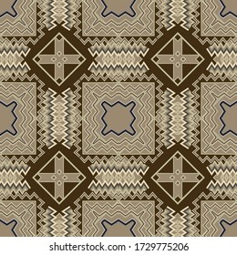 Zigzag vector seamless pattern. Geometric abstract ornamental background. Creative modern design. Geometry zig zag lines, stripes, shapes, elements. Ornate ethnic tribal style chevron ornaments.