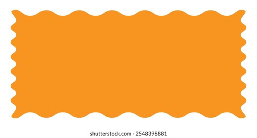Marco de borde de curva de onda en zigzag. Fondo naranja con borde decorativo. Borde rectangular ondulado. Doodle dibujado marco rectangular. Elemento de diseño en zigzag funky. VECTOR EPS