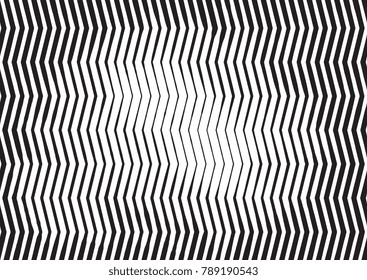 Zigzag Wave Halftone Engraving Black and White Striped Texture. Lined Gradient Template for Design, Background, Wrapping, Website Decoration