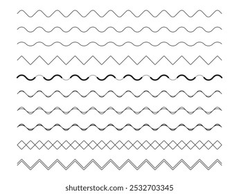 Zigzag Wave Line Border Frame Element Set 