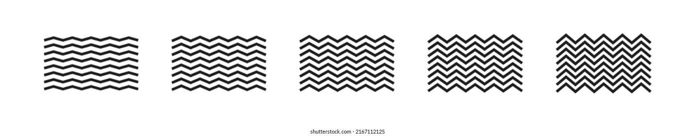 ZigZag waves lines collection. Vector isolated illustration. Zig Zag lines.