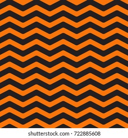 Zigzag waves. Sea Ocean water shape.Pattern Wrapping paper template. Happy Halloween. Black orange background. Flat design. Vector illustration