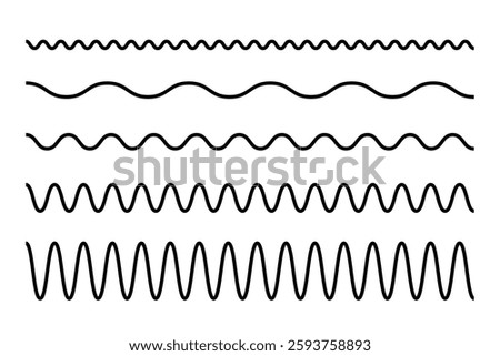 Zigzag Wavy Line Set | black and Simple Decorative Lines