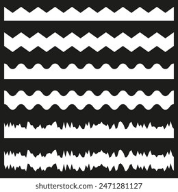 Zigzag and wavy lines. Geometric patterns collection. Abstract design elements. Modern illustration.