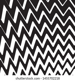 Zigzag wavy lines. Psychedelic stripes Black on white color Vector illustration Optical art background.