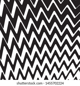 Zigzag wavy lines. Psychedelic stripes Black on white color Vector illustration Optical art background.