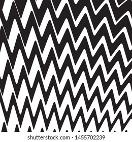 Zigzag wavy lines. Psychedelic stripes Black on white color Vector illustration Optical art background.