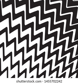 Zigzag wavy lines. Psychedelic stripes Black on white color Vector illustration Optical art background.