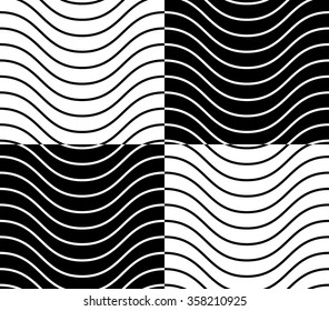 Zigzag, wavy lines seamless monochrome pattern.