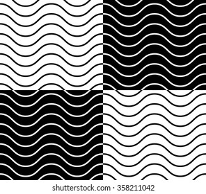 Zigzag, wavy lines seamless monochrome pattern.
