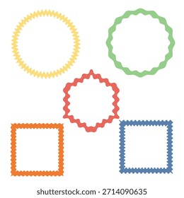 Zigzag wavy shape border of geometrical shapes